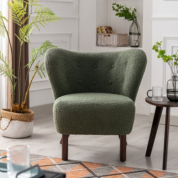 Modern Accent Chair Tufted Side Chair with Solid Wood Legs - 5 Colors