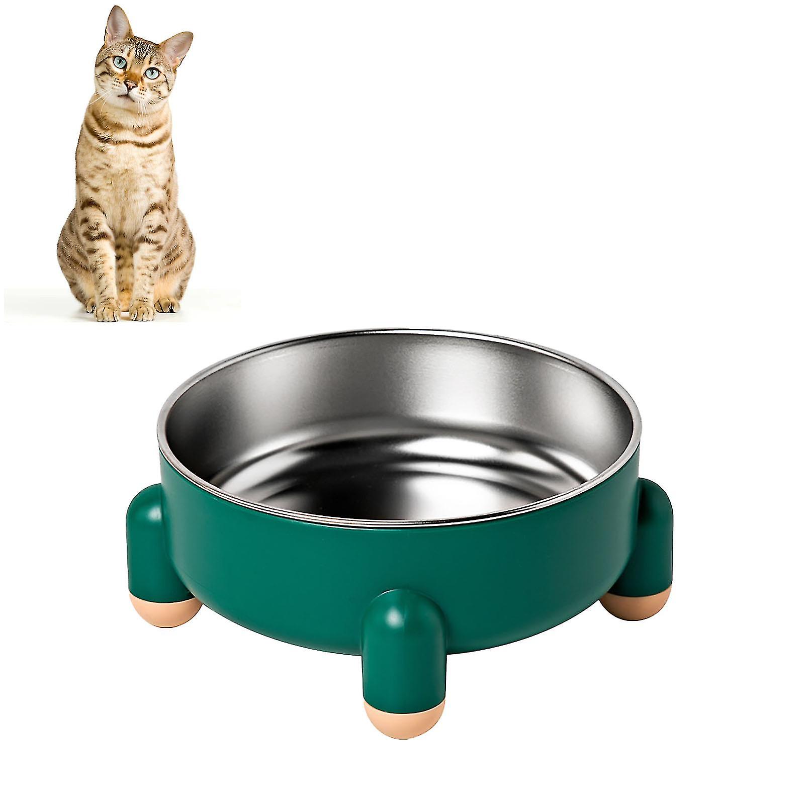 Pet Bowl Prevent Slip Detachable 4 Legged Base Large Capacity Stainless Steel Cat Dog Food Bowl for Indoor Green