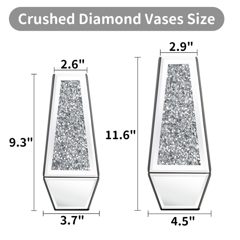 Crushed Diamond Mirrored Vases Set of 2