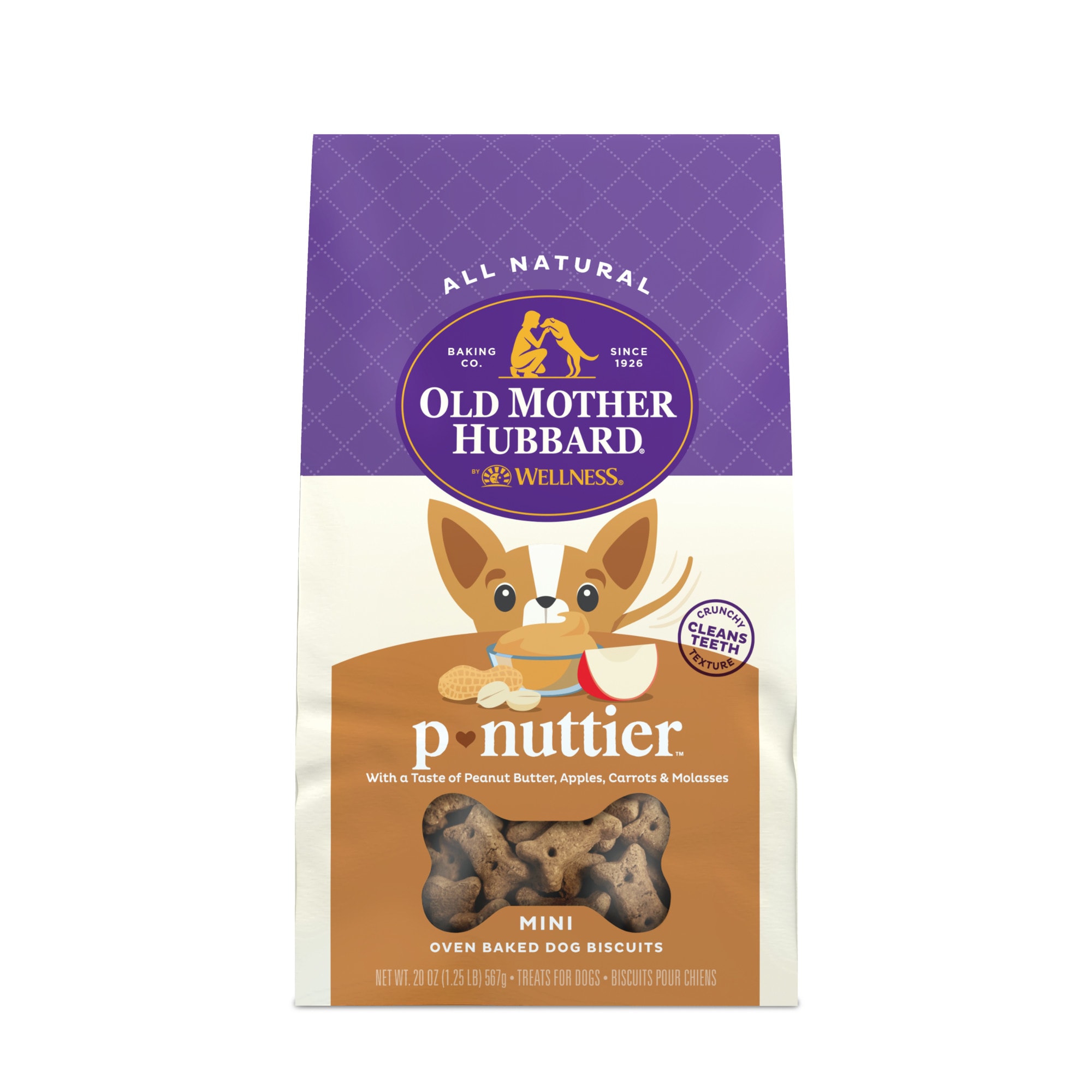 OLD MOTHER HUBBARD Crunchy Classic Natural P-Nuttier Mini Dog Biscuits， 20 oz