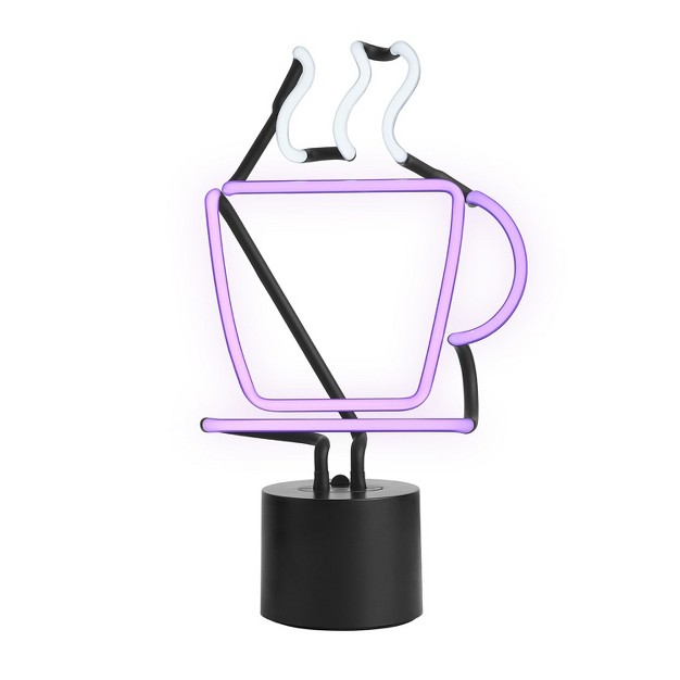 Amped amp Co Coffee Cup Neon Table Light Purple And White