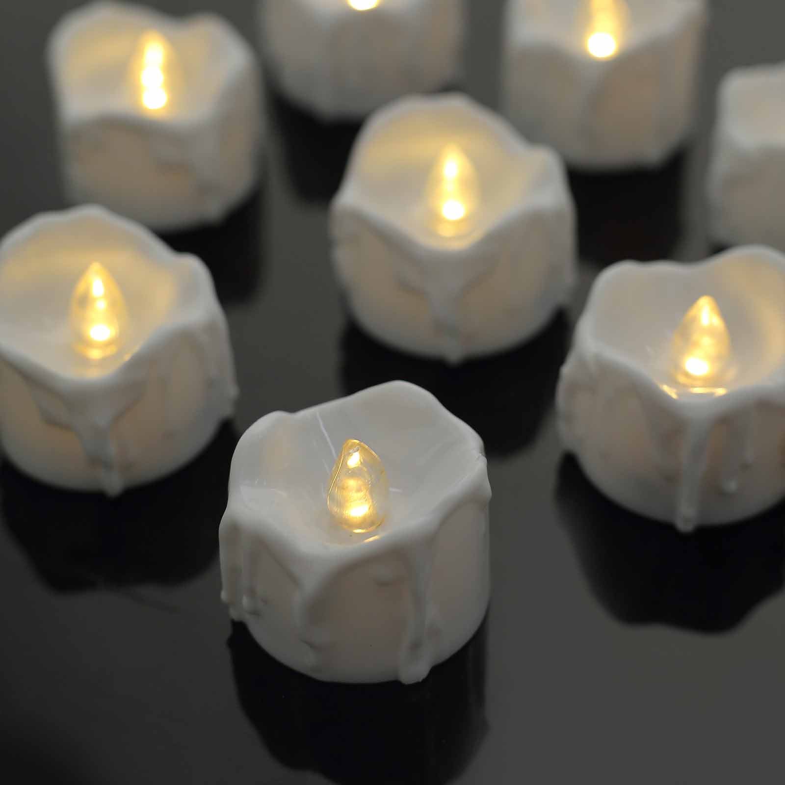 12 Pack Warm White Flameless LED Tealight Luminaria Candles, Realistic Wax Design Battery Operated Candles 1.5