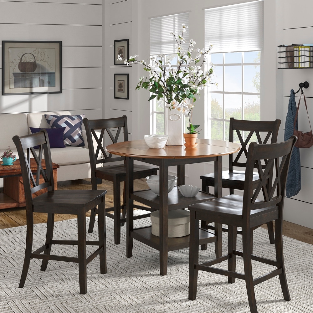 Eleanor Antique Black Drop Leaf Counter Height Table Dining Set by iNSPIRE Q Classic