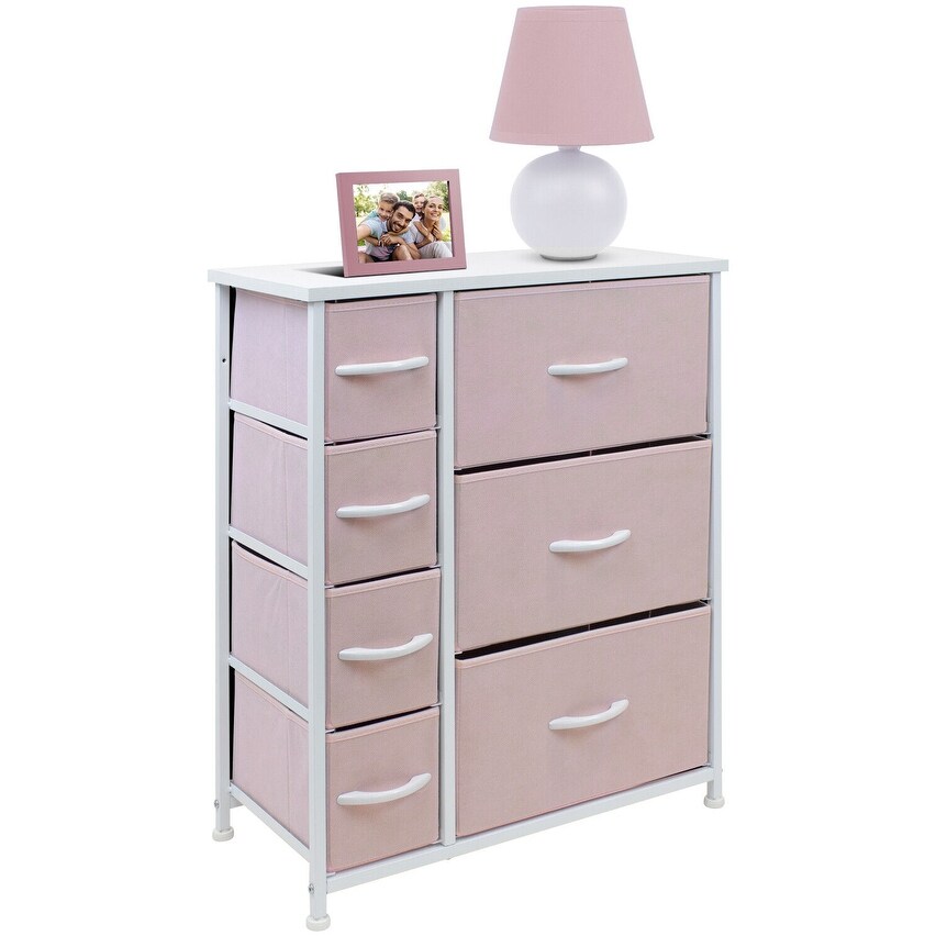 7 Drawer Nightstand Chest Bedside Dresser Furniture Organizer