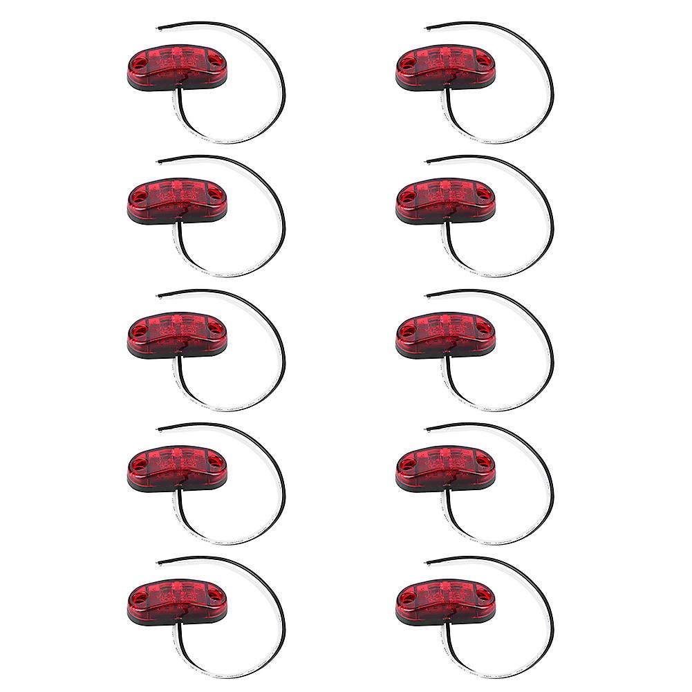 10pcs 2.5in 2led Side Marker Light Oval Super Bright Waterproof Lamp For Car Trailer Truckred