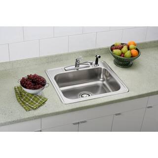 Glacier Bay 25 in. Drop in Single Bowl 22 Gauge Stainless Steel Kitchen Sink HDSB252274