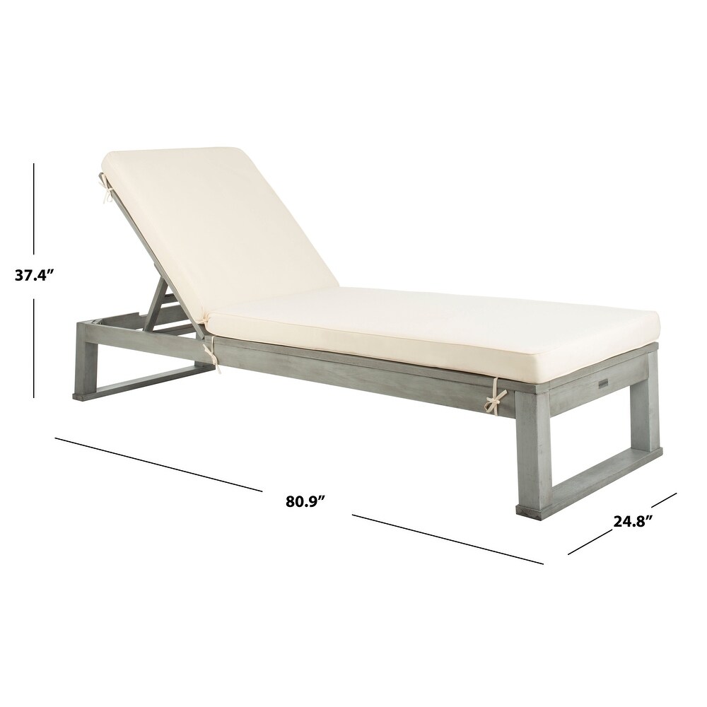 SAFAVIEH Outdoor Living Solano Sunlounger  Grey / White   24.8\