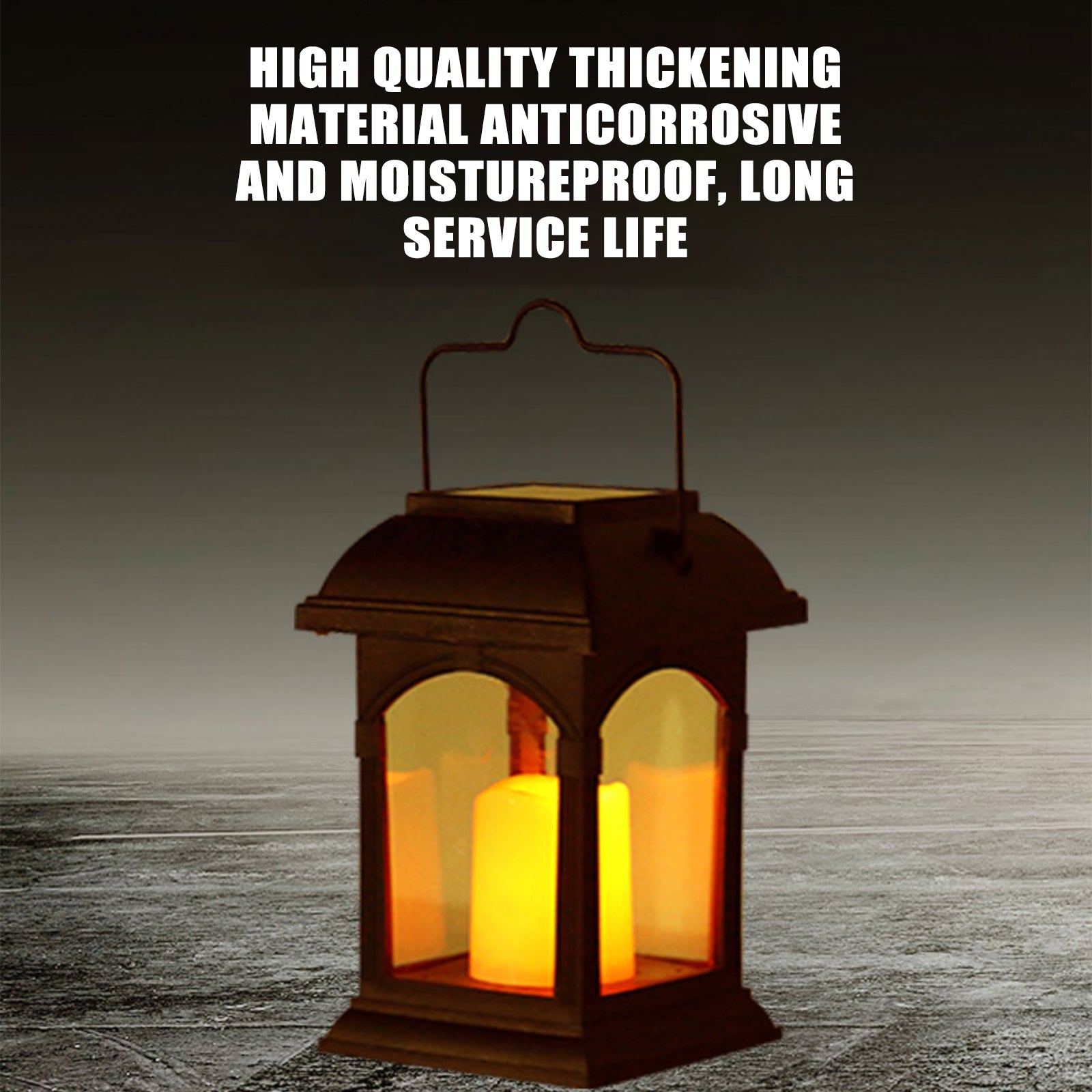 Waterproof Solar Handle Candle Lantern Outdoor Hanging Decorative Lantern For Patio Garden Yard