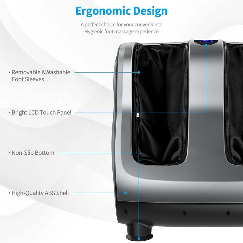 Foot & Calf Massager with Heat & Remote, Shiatsu Kneading Electric Massage Machine with Adjustable Tilt Base, Timer, LCD Screen