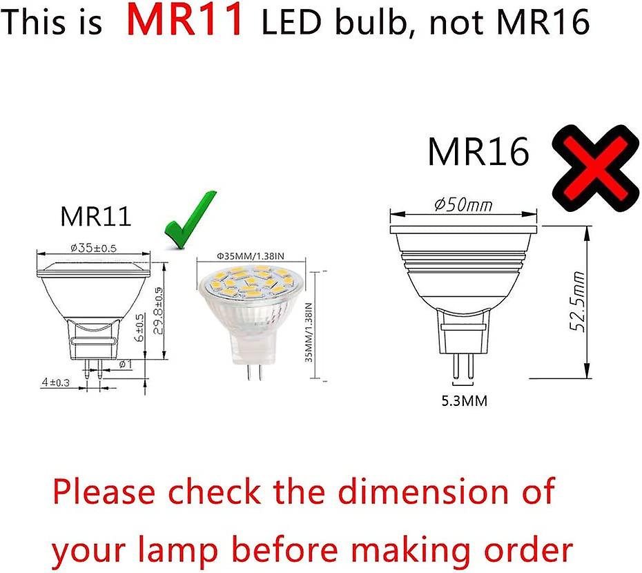 12v 3w Mr11 Led Bulbs Equivalent To 20-30w Halogen Bulbs， Gu4.0 Base， Warm White (3000k， 6 Pack)