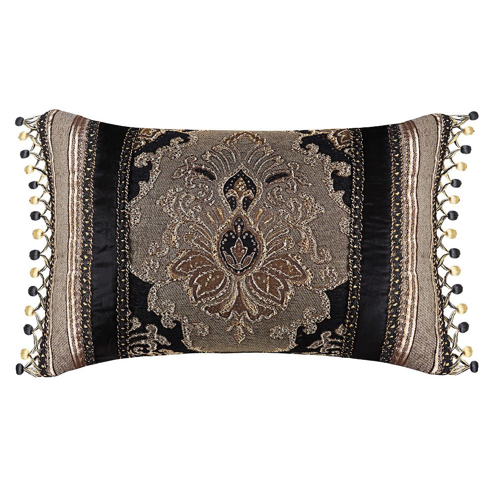 Five Queens Court Brooke Black Boudoir Decorative Throw Pillow