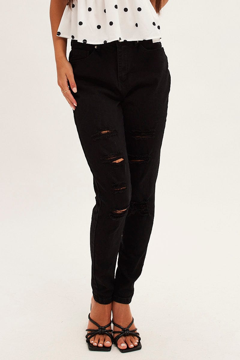 Black Skinny Denim Jeans High Rise