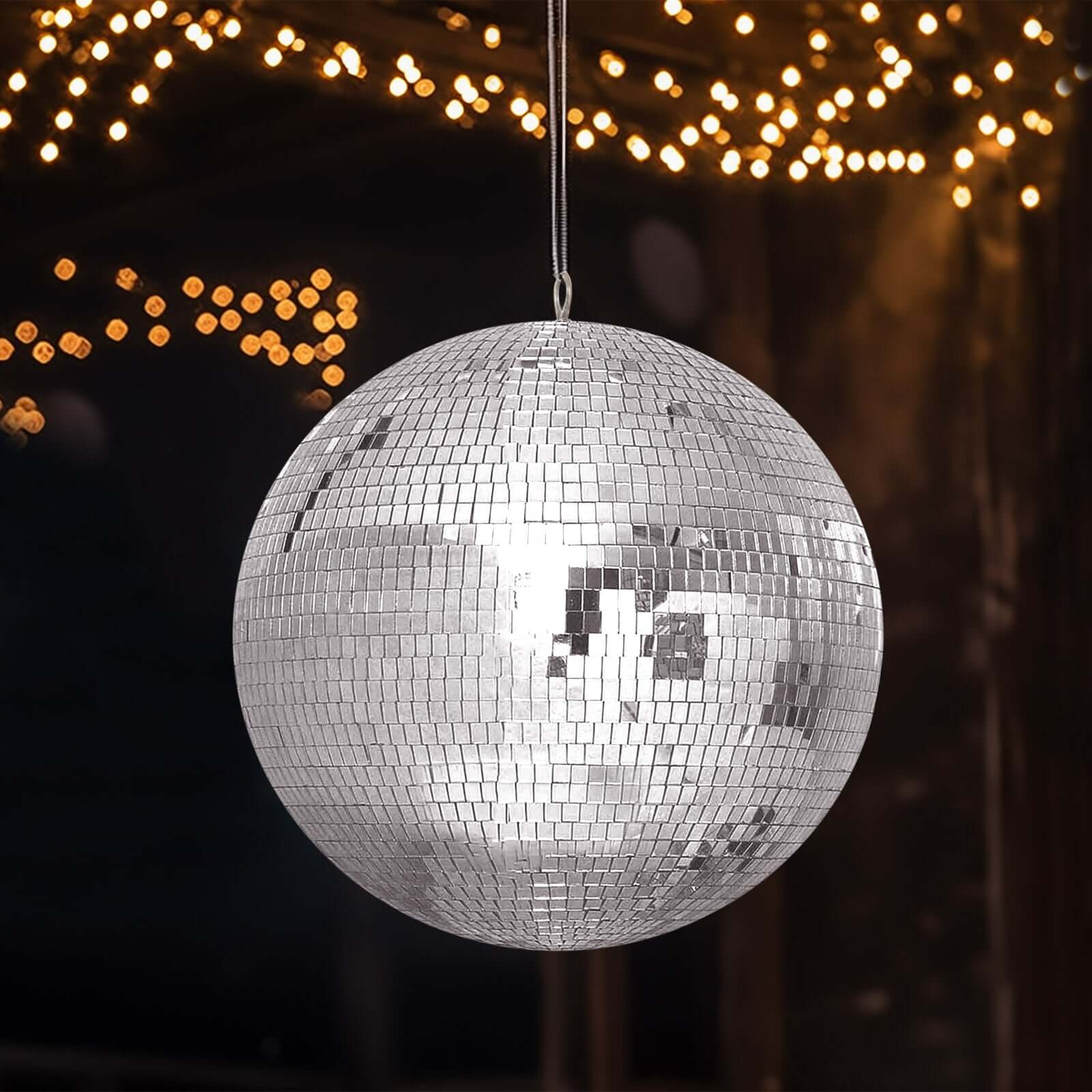 Large Silver Foam Disco Mirror Ball With Hanging Swivel Ring, Holiday Party Decor 20