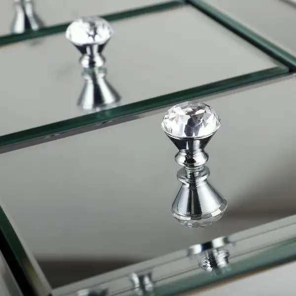 Mirrored Nightstand with 3 Drawers