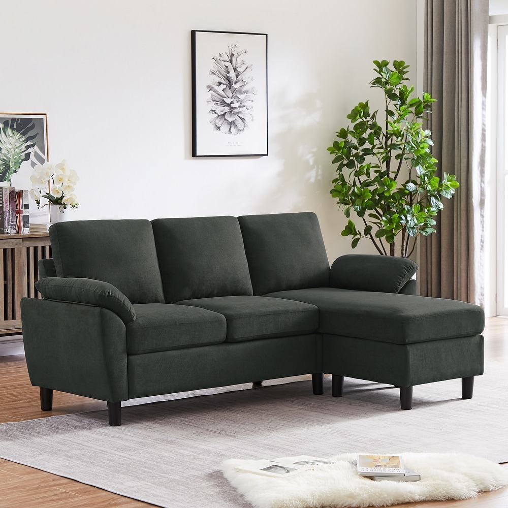 Modern Sectional Sofa Couch L Shaped with Removable Armrest  Convertible Couch with Reversible Ottoman for Living Room