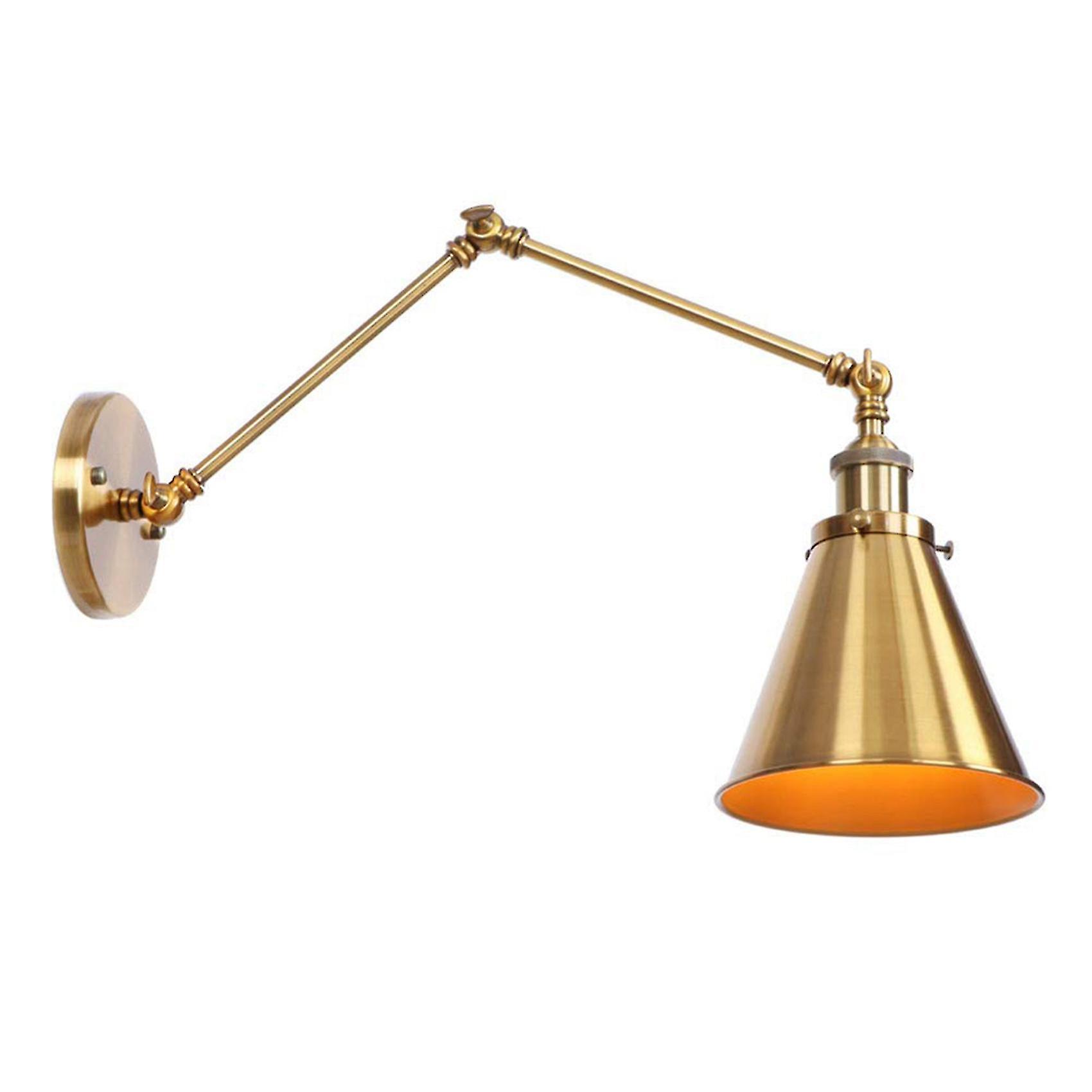 Industrial Wall Sconce Light Brass Cone Shade Wall Light With Adjustable Arm For Indoor Home Bar Wa