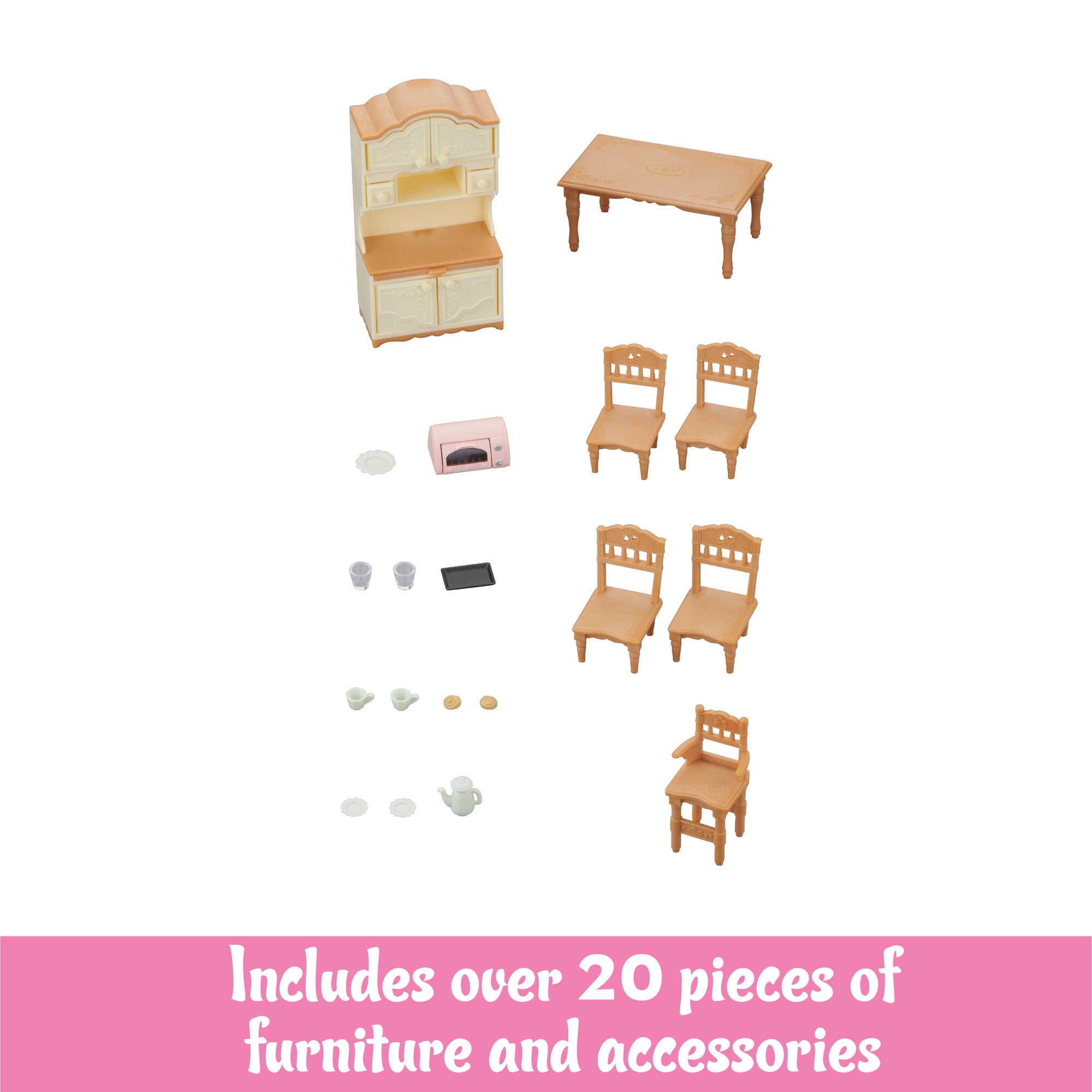 Calico Critters Dining Room Set， Dollhouse Furniture and Accessories