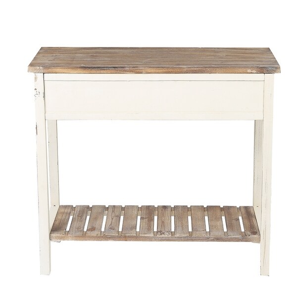 Distressed White and Brown Wood 2-drawer Console Table - 31.5