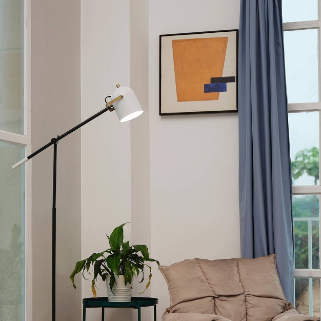 Florence Matte Black Floor Lamp With White Shade Globe Electric