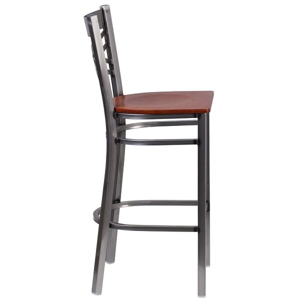 X Back Metal Restaurant Barstool - Vinyl Seat - 17