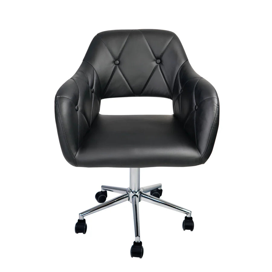 IVFC-IPS111-BLK | Brittney Tufted Leatherette Vanity Chair