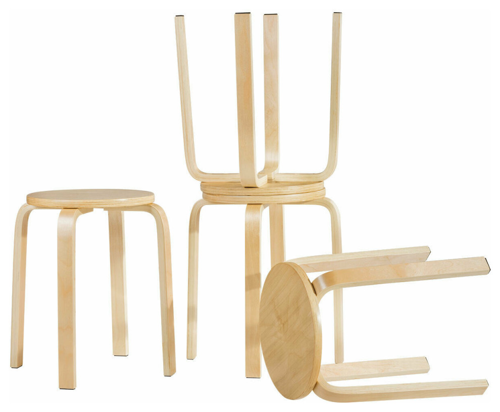 Costway Set of 4 17 inch Bentwood Stools Stacking Home Room Furniture Decor   Scandinavian   Dining Chairs   by Homesquare  Houzz