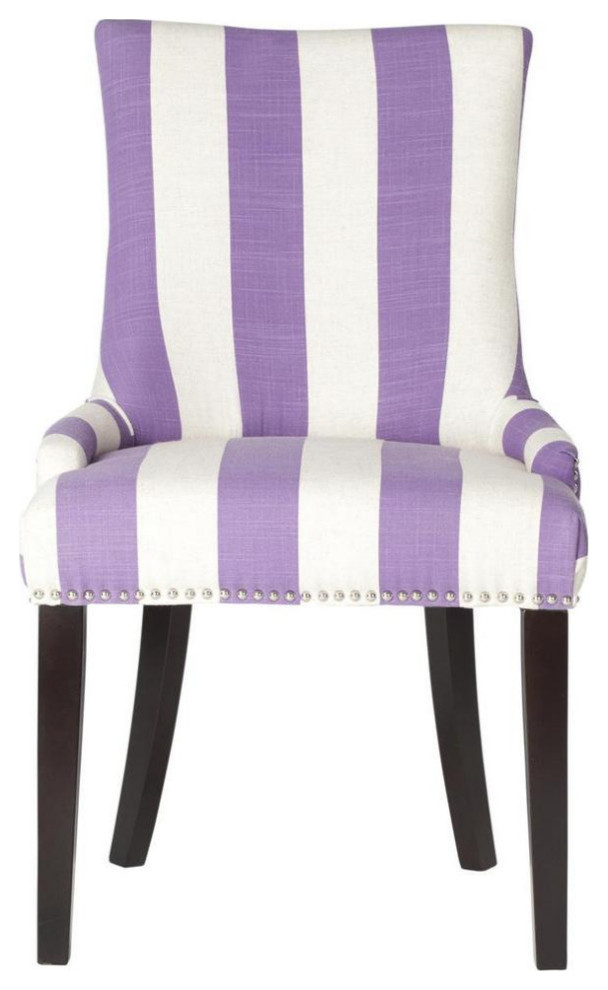 De De 19  x27 x27h Awning Stripes Dining Chair Set of 2 Silver Nail Heads Lavender   Modern   Dining Chairs   by Virgil Stanis Design  Houzz