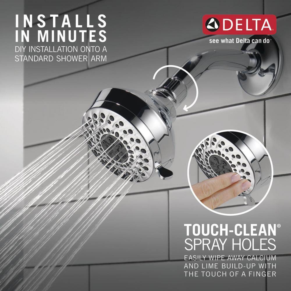 Delta 3-Spray Patterns 1.75 GPM 3.63 in. Wall Mount Fixed Shower Head in Chrome 75301