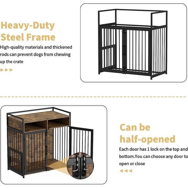 Dog Crate with Storage Shelves End Table Indoor Kennel Furniture