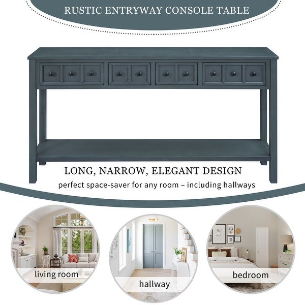 Rustic Entryway Console Table， Sofa Table with 2 Drawers and Shelf