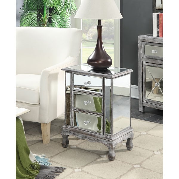 Silver Orchid Talmadge 3-Drawer Mirrored End Table