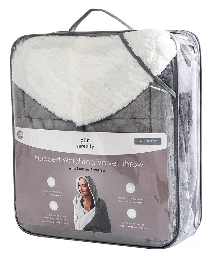 Pur Serenity CLOSEOUT! 10lb Hooded Sherpa Weighted Blanket