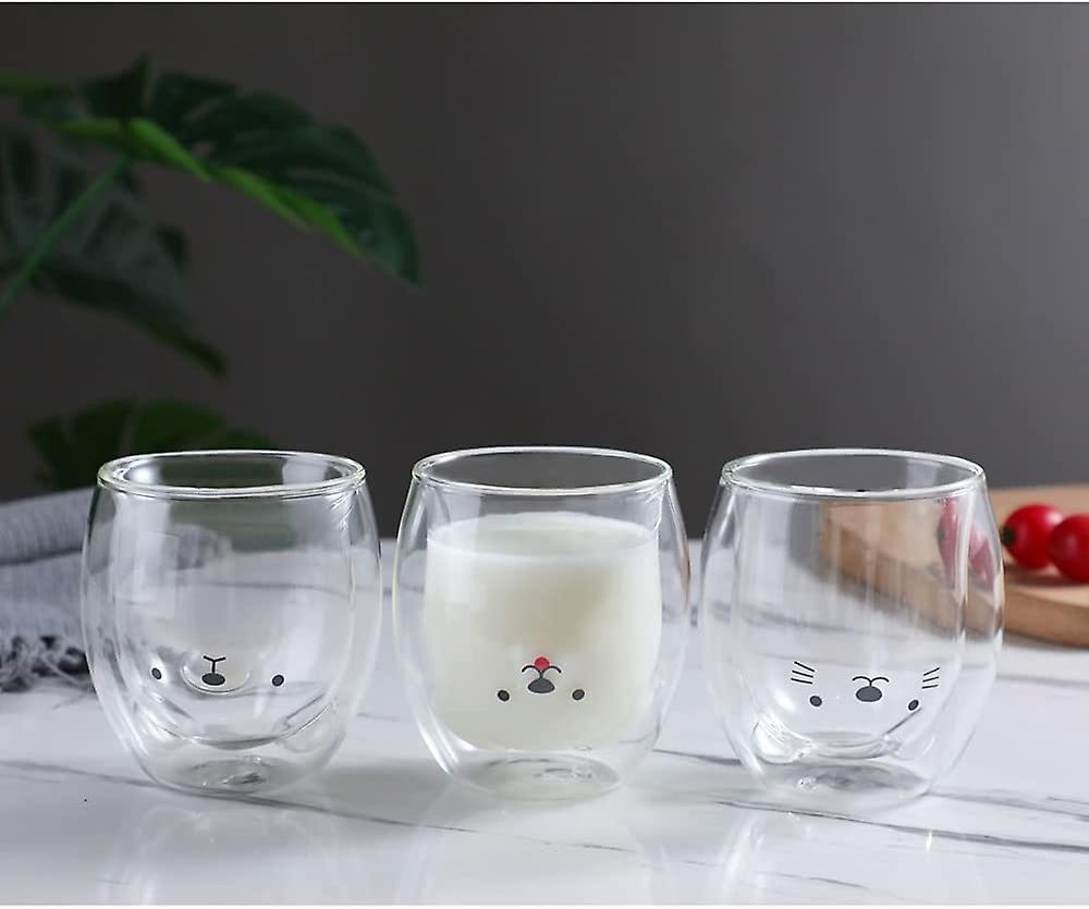 Dog Mug Cute Mugs Glass Double Wall Insulated Glass Espresso Cup， Coffee Cup， Tea Cup， Milk Cup，kawaii Gift For Office And Personal Birthday Christmas