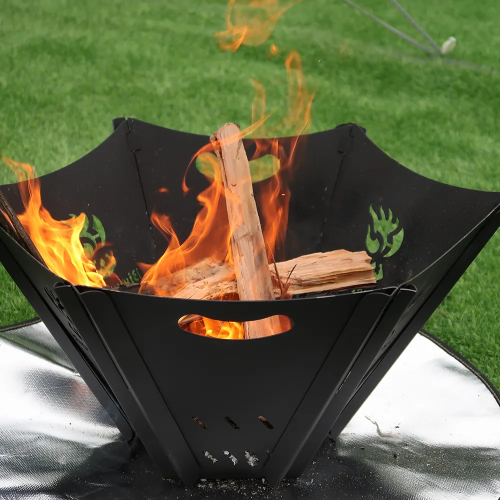 Flat Pack Portable Collapsible Metal Outdoor Fire Pits Wood Burning Outdoor Firepit