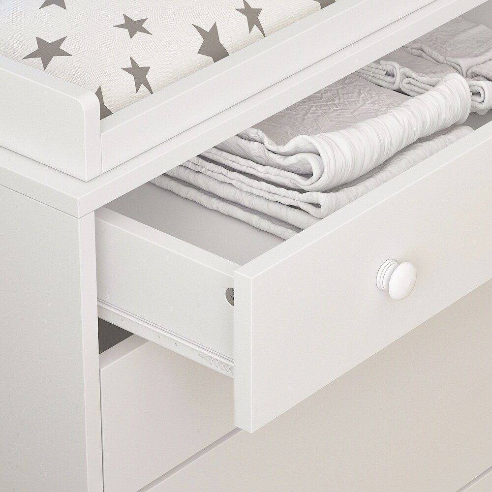 Kerrogee 5 Drawer Dresser with Baby Changing Table   White