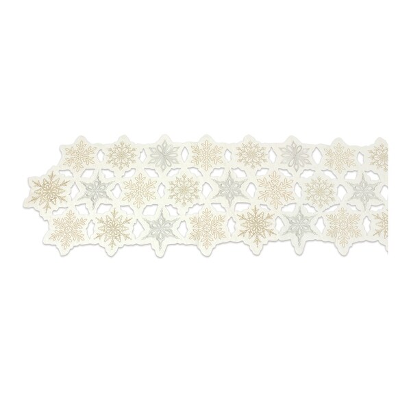 Embroidered Snowflake Table Runner 68L