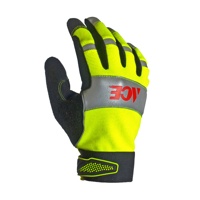 Ace Men\u0027s Indoor/Outdoor Hi-Viz Work Gloves Black/Yellow M 1 pair