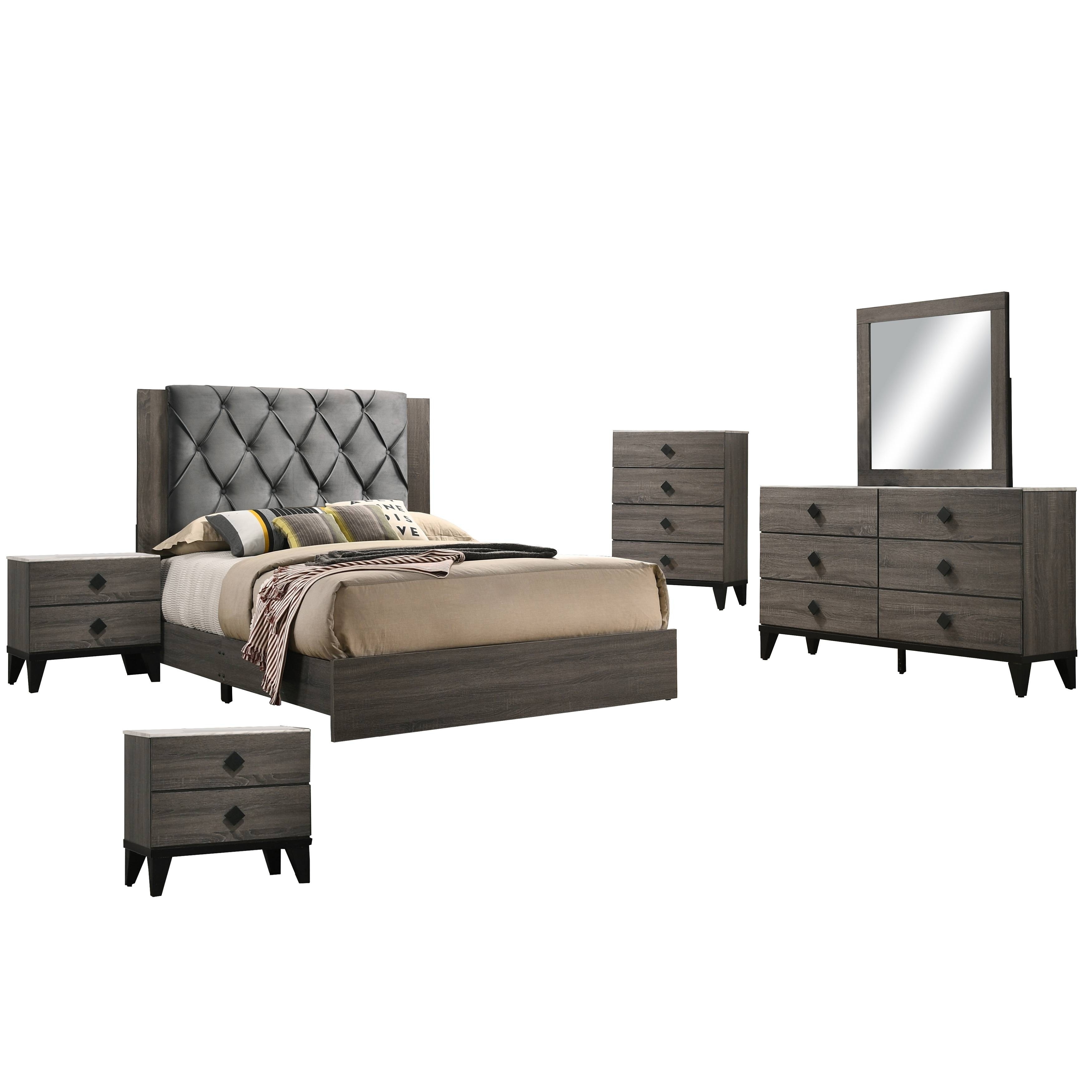 Best Quality Furniture Madelyn 6-Piece Walnut Bedroom Set - - 30962947