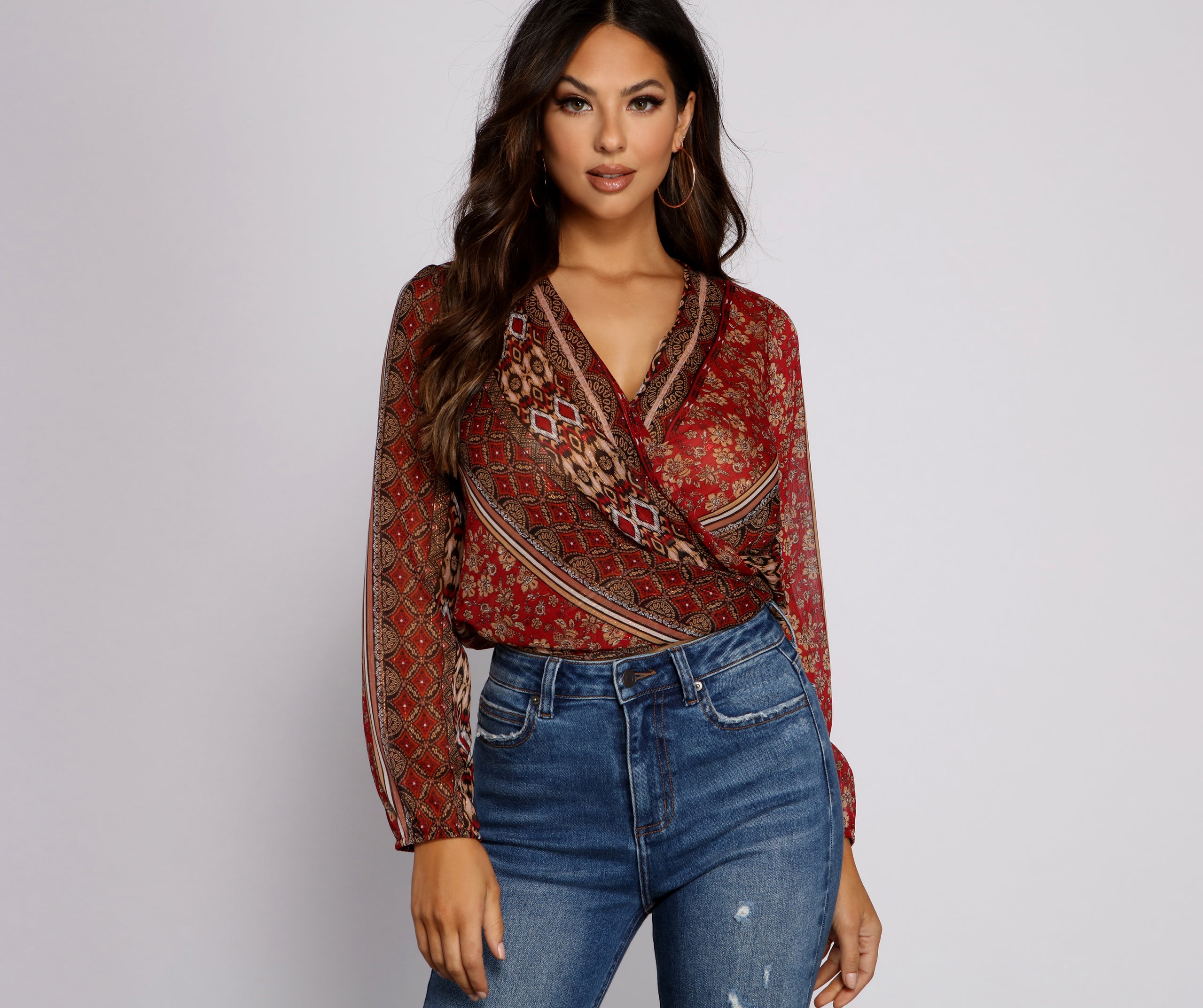 Bohemian Beauty Surplice Tie Back Top