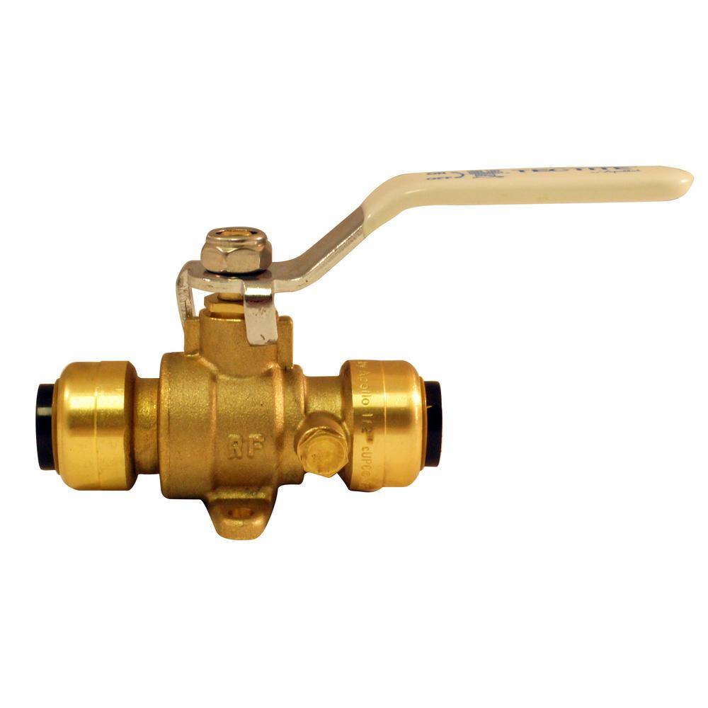 Tectite 12 in. Brass Push Ball Valve with Flange and Drain FSBBV12DE