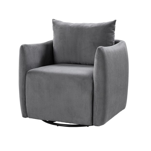 Angela Corduroy Fabric Upholstered Swivel Armchair 360 rotatable Swivel Barrel Chair Artful Living Design