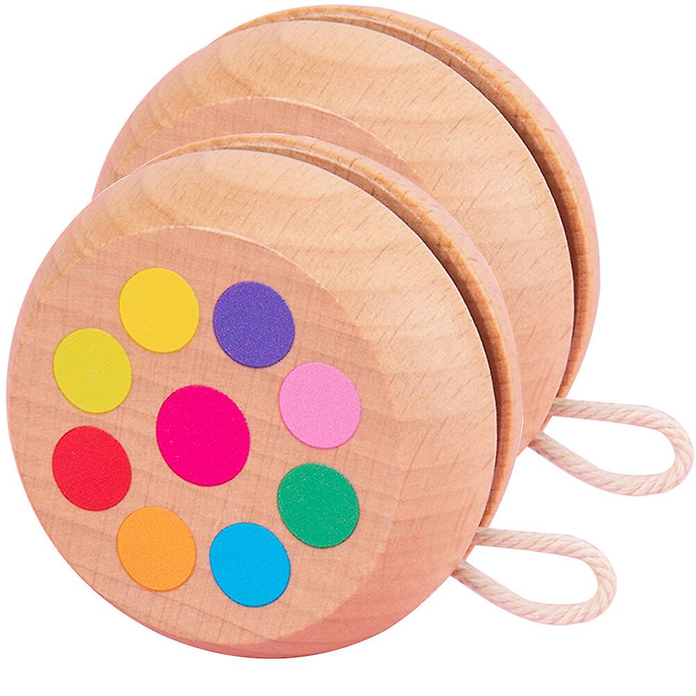 2pcs Wooden Yo-yo Toy Lovely Yo-yo Balls Kids Fingertip Toy Kids Finger Plaything Wooden Kids Yo-yos