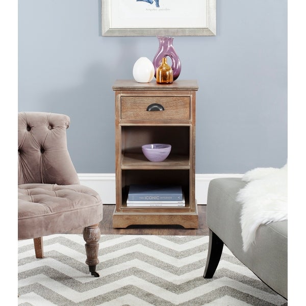 SAFAVIEH Griffin Washed Natural Pine Side Table - 17.7