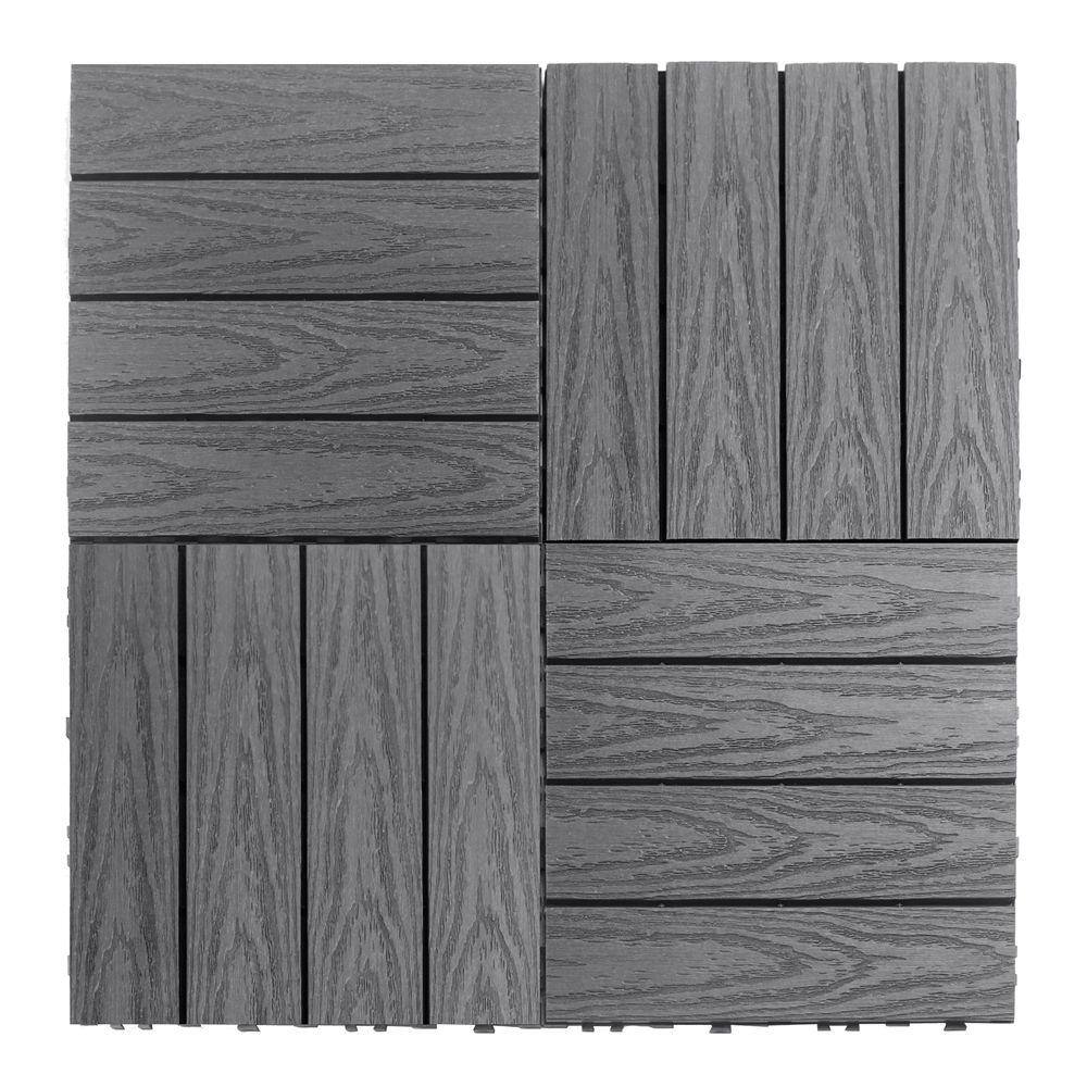 NewTechWood UltraShield Naturale 1 ft. x 1 ft. Quick Deck Outdoor Composite Deck Tile Sample in Westminster Gray US-QD-ZX-GY-S