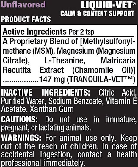 Liquid-Vet Calm and Content Support Unflavored Liquid Calming Supplement for Cats， 8-oz bottle