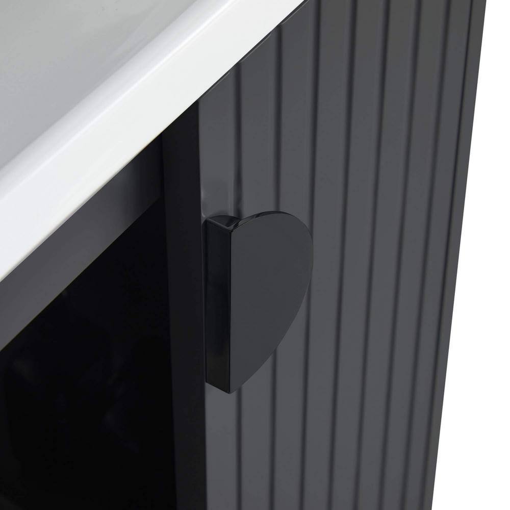 FINE FIXTURES Venezian 48 in. W x 18.11 in. D x 33 in. H Bathroom Vanity Side Cabinet in Black Matte with White Ceramic Top VN48BL-VNHA2BLD