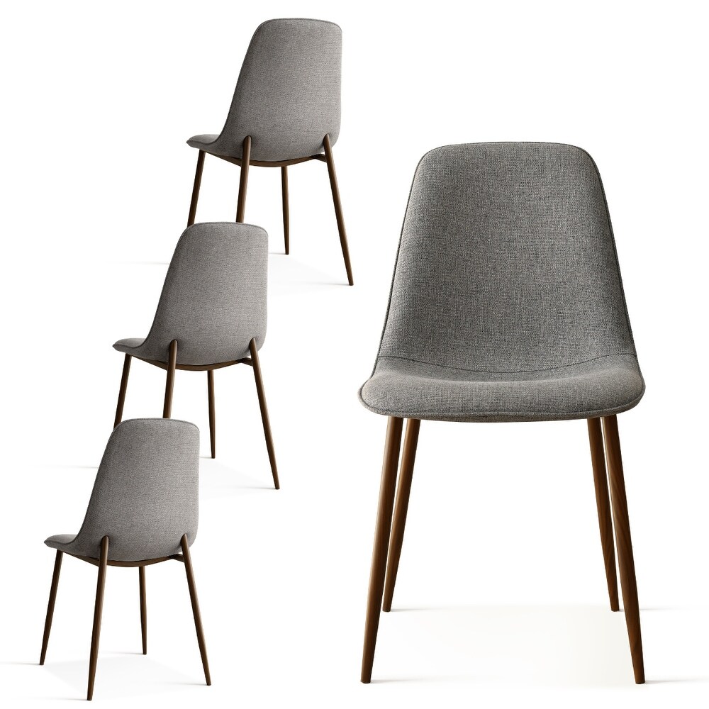 Upholstered Modern Back Dining Chair with Walnut Leg (Set of 4)