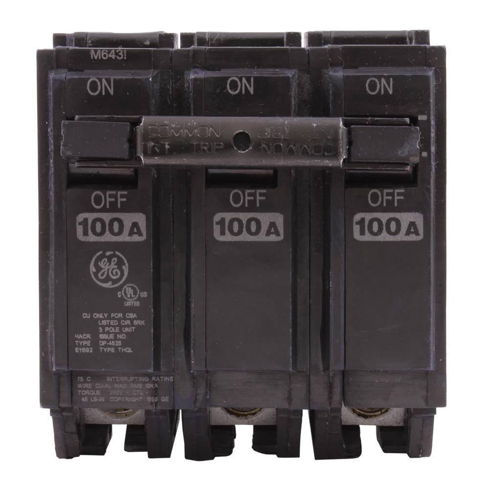 GE Q-Line 100 Amp 3 in. 3-Pole Circuit Breaker THQL32100