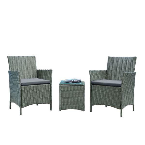 Imperia Patio 2- Person Seating Group with End Table with Grey Cushions