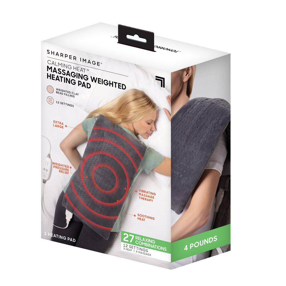 CALMING HEAT 13.78 in. W x 25.59 in. D Weighted Massaging Heating Pad Ultra DLX Gray CWT03106